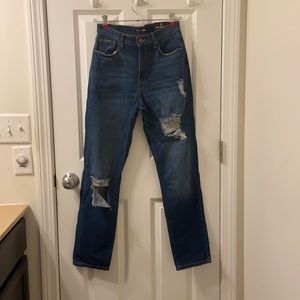 New dark blue FashionNova “Hometown Cutie Destroyed Mom Jeans” Size 5R